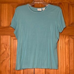 NWOT Covington Vintage 80s 90s Top Blouse Short Sleeve Blue Size M Medium